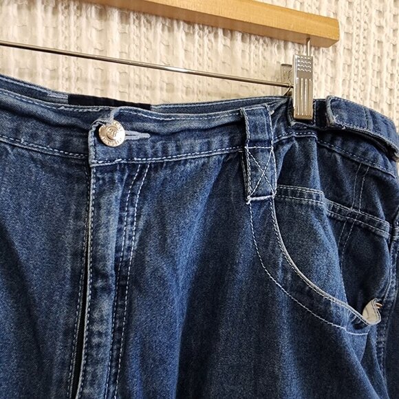 Vintage FOX Y2K Baggy Hip Hop Zipper Denim Men's Jean Shorts Size 3X - Picture 9 of 15